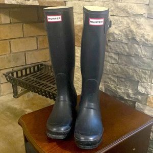 Tall Matte Black Hunter Boots